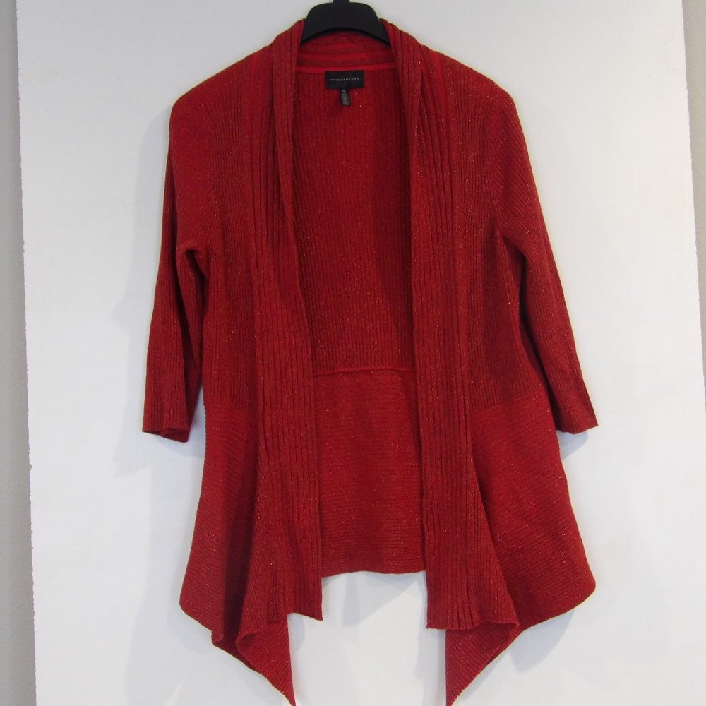 Sparkly Red Metallic Evening Cardigan Sweater, Investments Brand Size XL